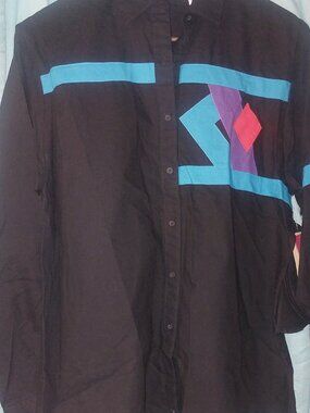 Cameo Rose Black Western Abstract Button Up Shirt Medium